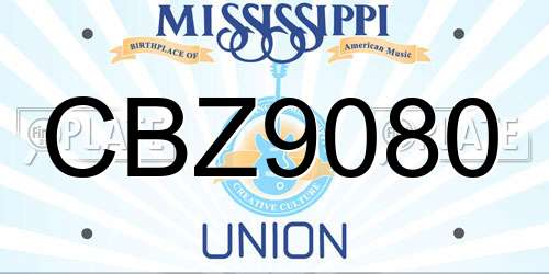 CBZ9080 Mississippi License Plate