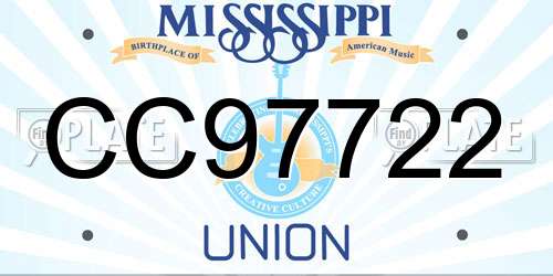 CC97722 Mississippi License Plate