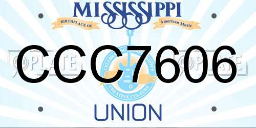 CCC7606 Mississippi License Plate