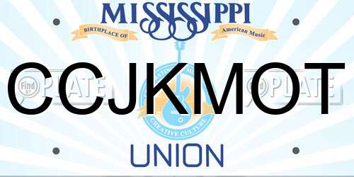 CCJKMOT Mississippi License Plate