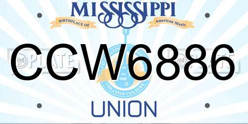 CCW6886 Mississippi License Plate