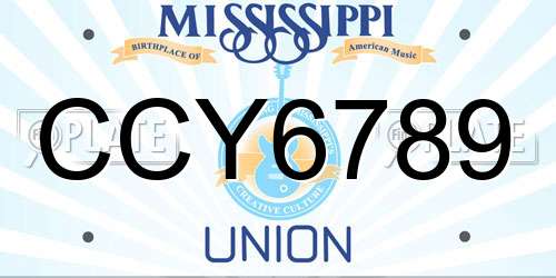 CCY6789 Mississippi License Plate