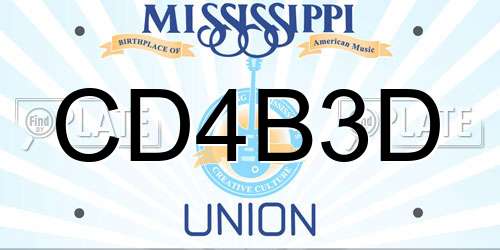 CD4B3D Mississippi License Plate