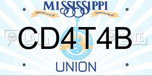 CD4T4B Mississippi License Plate
