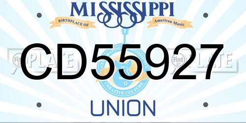 CD55927 Mississippi License Plate