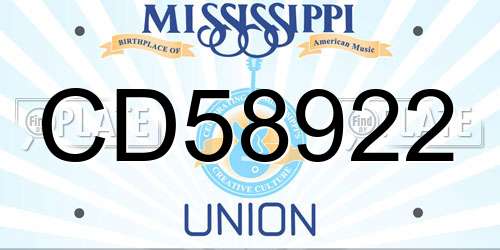 CD58922 Mississippi License Plate