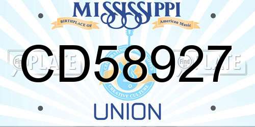 CD58927 Mississippi License Plate