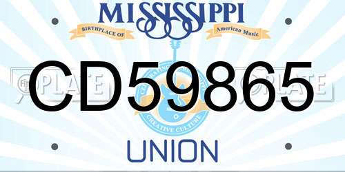 CD59865 Mississippi License Plate