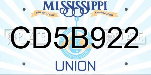 CD5B922 Mississippi License Plate