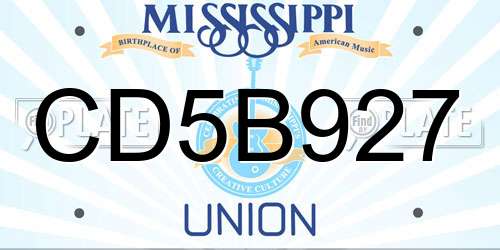CD5B927 Mississippi License Plate