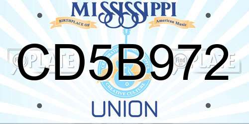 CD5B972 Mississippi License Plate