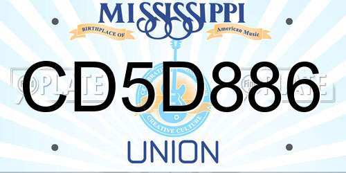 CD5D886 Mississippi License Plate