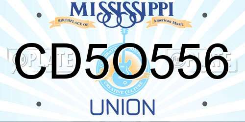 CD5O556 Mississippi License Plate