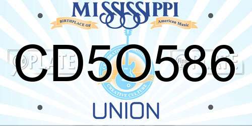 CD5O586 Mississippi License Plate