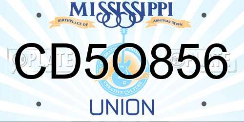 CD5O856 Mississippi License Plate