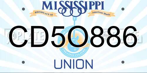 CD5O886 Mississippi License Plate