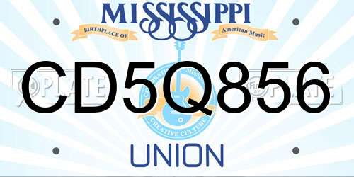 CD5Q856 Mississippi License Plate