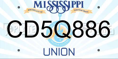CD5Q886 Mississippi License Plate