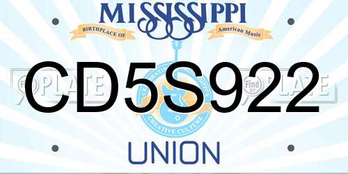 CD5S922 Mississippi License Plate