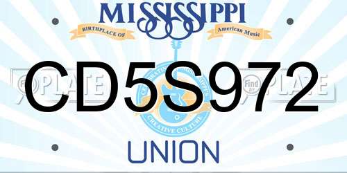 CD5S972 Mississippi License Plate