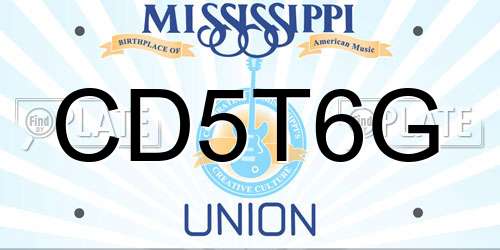 CD5T6G Mississippi License Plate