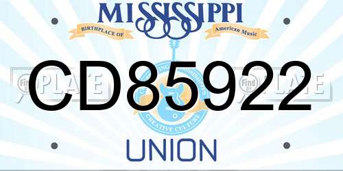 CD85922 Mississippi License Plate