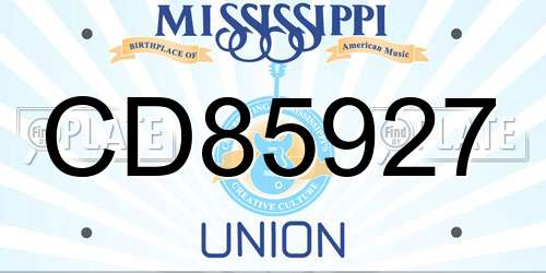 CD85927 Mississippi License Plate
