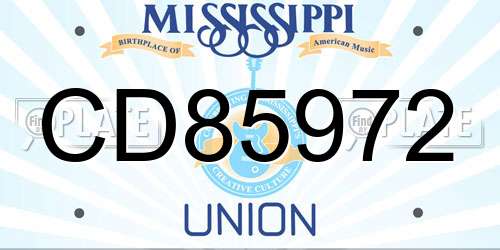 CD85972 Mississippi License Plate