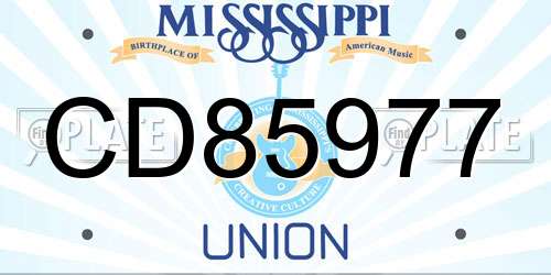 CD85977 Mississippi License Plate