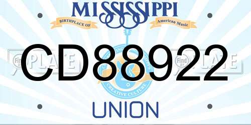CD88922 Mississippi License Plate