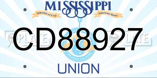 CD88927 Mississippi License Plate
