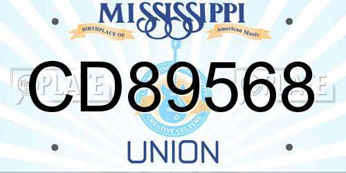 CD89568 Mississippi License Plate