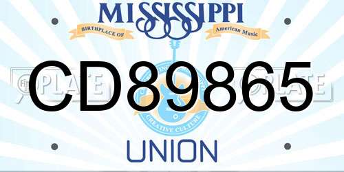 CD89865 Mississippi License Plate
