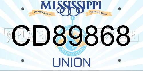 CD89868 Mississippi License Plate