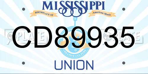 CD89935 Mississippi License Plate