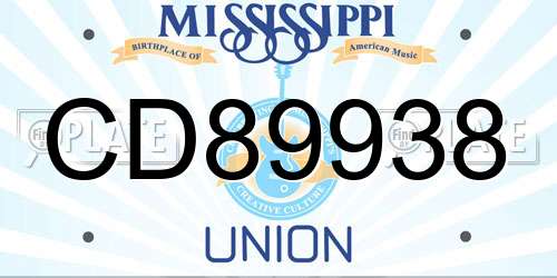 CD89938 Mississippi License Plate
