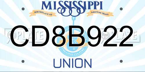 CD8B922 Mississippi License Plate