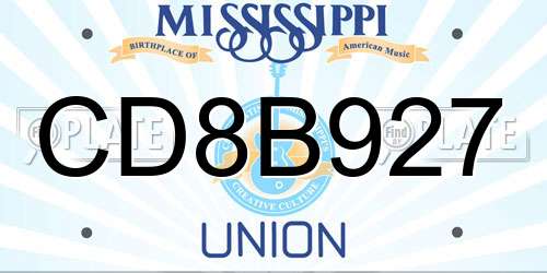 CD8B927 Mississippi License Plate