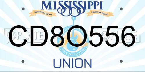 CD8O556 Mississippi License Plate
