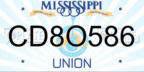 CD8O586 Mississippi License Plate