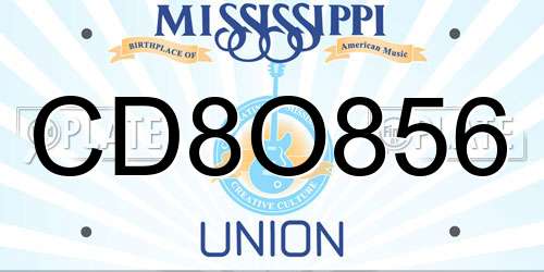 CD8O856 Mississippi License Plate