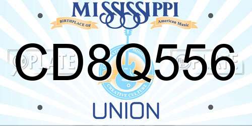 CD8Q556 Mississippi License Plate