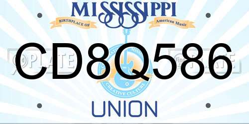 CD8Q586 Mississippi License Plate