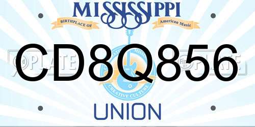CD8Q856 Mississippi License Plate