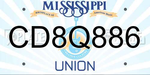 CD8Q886 Mississippi License Plate