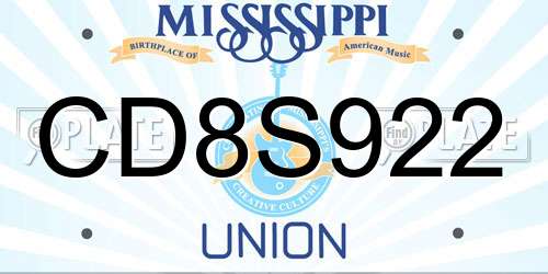 CD8S922 Mississippi License Plate