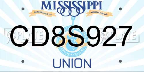 CD8S927 Mississippi License Plate