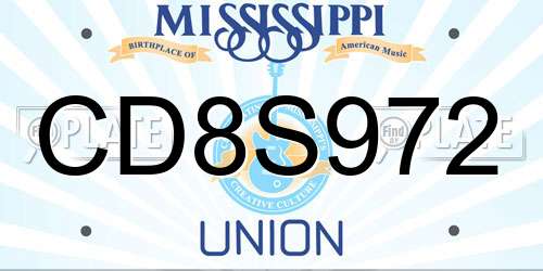 CD8S972 Mississippi License Plate