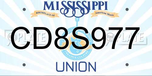 CD8S977 Mississippi License Plate