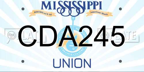 CDA245 Mississippi License Plate